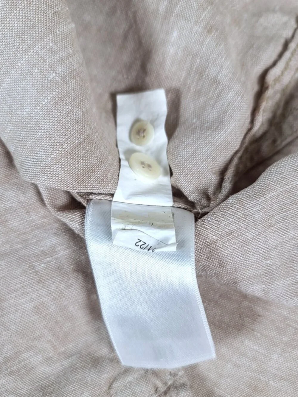 banana republic 100% linen shirt mens m beige standard fit button short sleeve